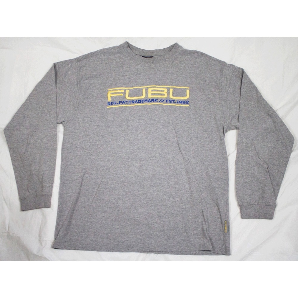 SOLD Vtg FUBU Embroidered Spell Out Logo Crew Hip Hop USA 90s T-Shirt Size‎ XL